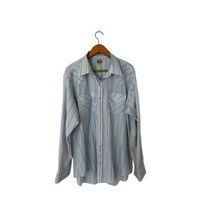 Vintage Ely Cattleman‎ western shirt tall man 17 1/2-37 long sleeve mens